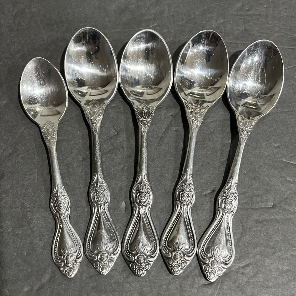 Stanley Roberts SRB269 Stainless Flatware 5 Spoons Garden Floral Rose Korea